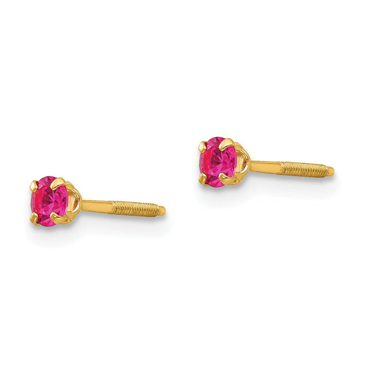 Lovely Rita's Earrings 14k Yellow Gold Ruby Birthstone Earrings
