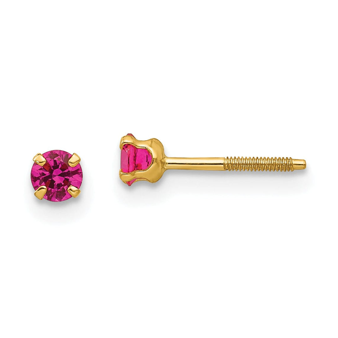 Lovely Rita's Earrings 14k Yellow Gold Ruby Birthstone Earrings