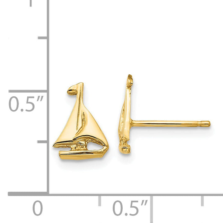 Lovely Rita's Earrings 14k Yellow Gold Sail Boat Earrings