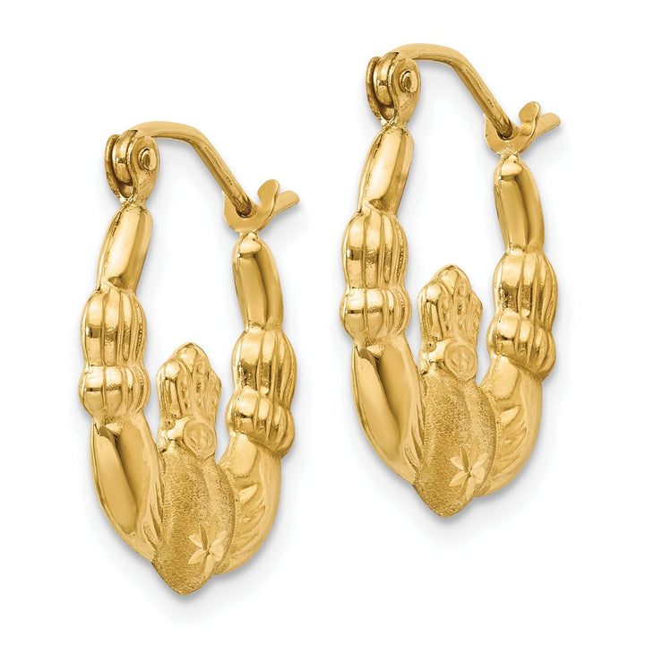 Lovely Rita's Earrings 14k Yellow Gold Satin Claddagh Hoop Earrings