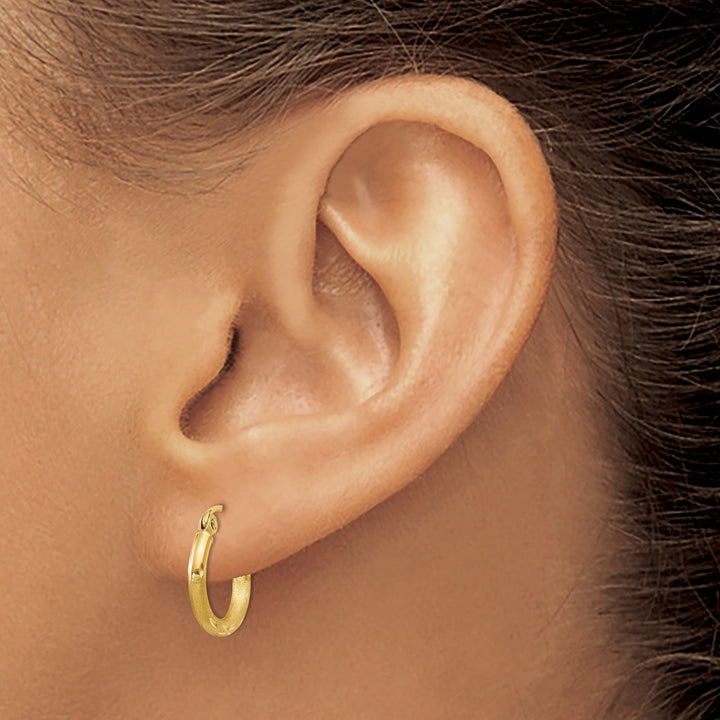 Lovely Rita's Earrings 14k Yellow Gold Satin D.C 2MM Hoop Earrings