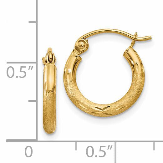 Lovely Rita's Earrings 14k Yellow Gold Satin D.C 2MM Hoop Earrings