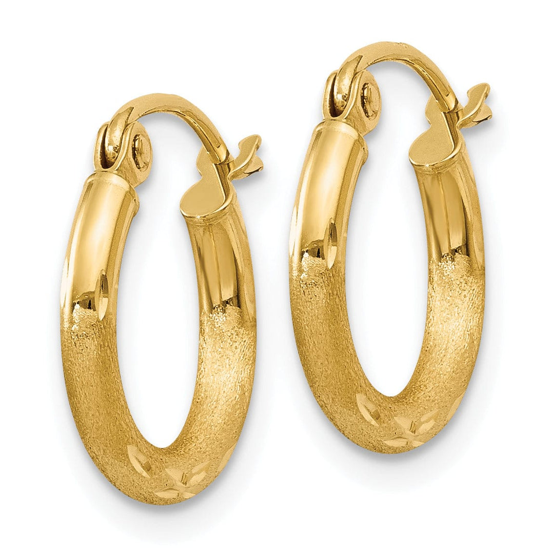 Lovely Rita's Earrings 14k Yellow Gold Satin D.C 2MM Hoop Earrings