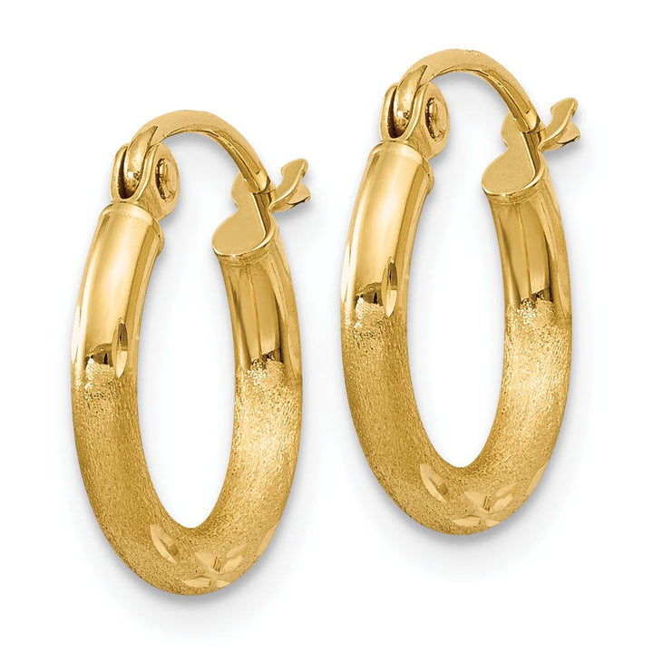 Lovely Rita's Earrings 14k Yellow Gold Satin D.C 2MM Hoop Earrings