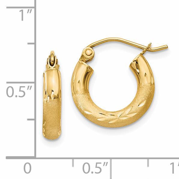 Lovely Rita's Earrings 14k Yellow Gold Satin D.C 3MM Round Tube Earrings