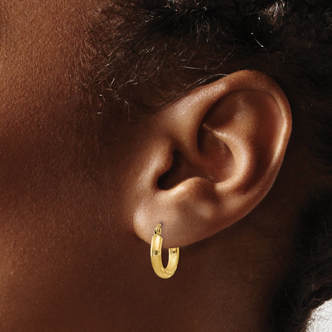 Lovely Rita's Earrings 14k Yellow Gold Satin D.C 3MM Round Tube Earrings