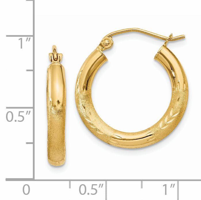 Lovely Rita's Earrings 14k Yellow Gold Satin D.C 3MM Round Tube Earrings