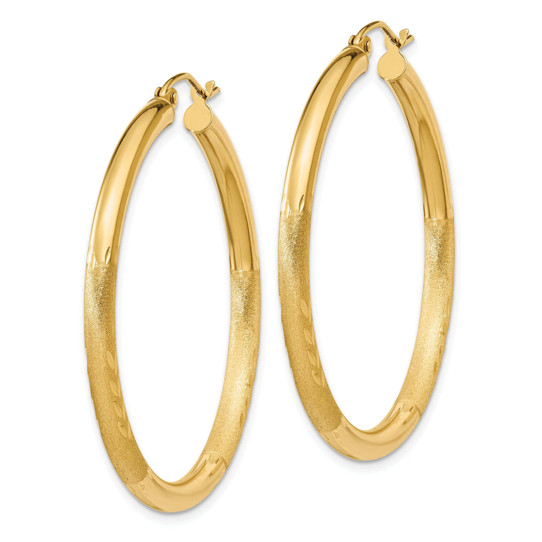 Lovely Rita's Earrings 14k Yellow Gold Satin D.C 3MM Round Tube Earrings