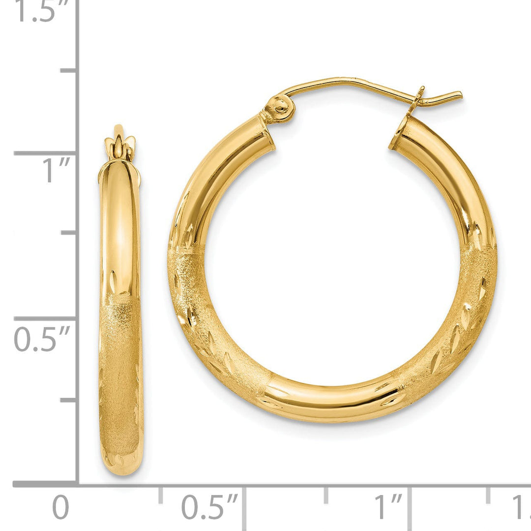 Lovely Rita's Earrings 14k Yellow Gold Satin D.C 3MM Round Tube Earrings