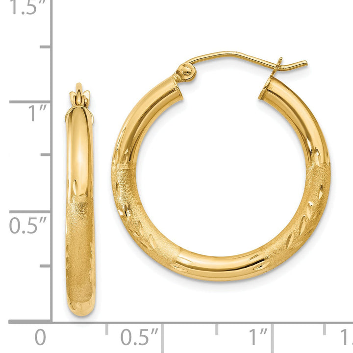 Lovely Rita's Earrings 14k Yellow Gold Satin D.C 3MM Round Tube Earrings