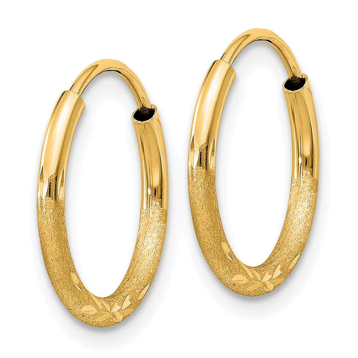Lovely Rita's Earrings 14k Yellow Gold Satin D.C Endless Hoops 1.25mm x 12mm