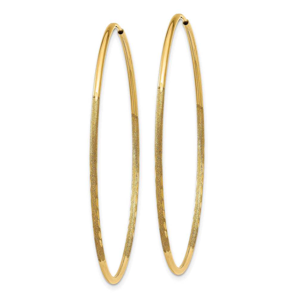 Lovely Rita's Earrings 14k Yellow Gold Satin D.C Endless Hoops 1.25mm x 46mm