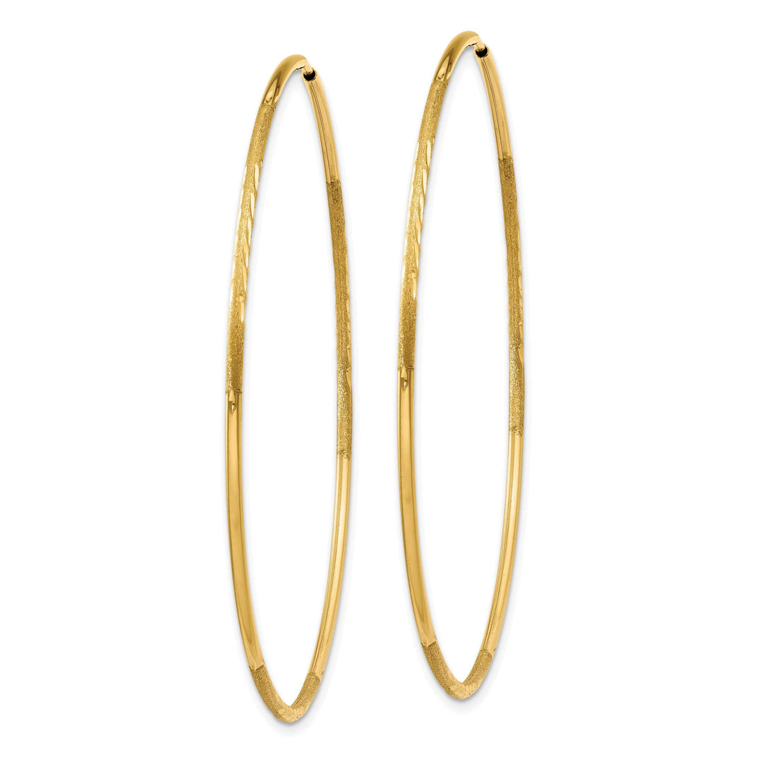 Lovely Rita's Earrings 14k Yellow Gold Satin D.C Endless Hoops 1.25mm x 51mm
