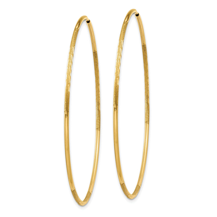 Lovely Rita's Earrings 14k Yellow Gold Satin D.C Endless Hoops 1.25mm x 51mm