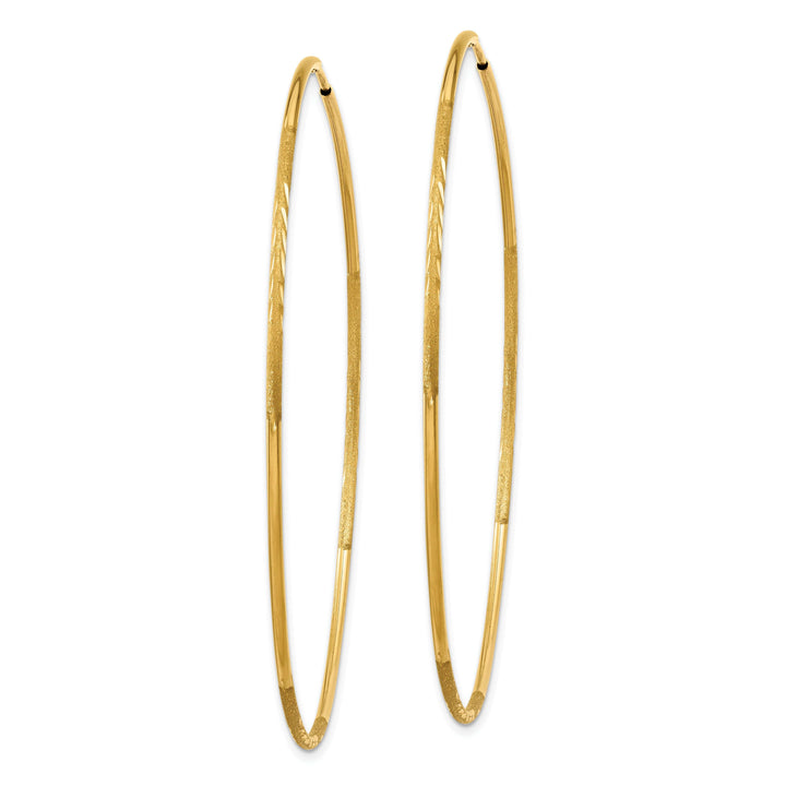 Lovely Rita's Earrings 14k Yellow Gold Satin D.C Endless Hoops 1.25mm x 58mm