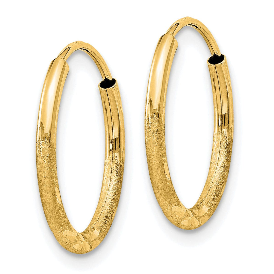 Lovely Rita's Earrings 14k Yellow Gold Satin D.C Endless Hoops 1.5mm x 14mm
