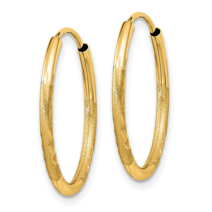 Lovely Rita's Earrings 14k Yellow Gold Satin D.C Endless Hoops 1.5mm x 17mm