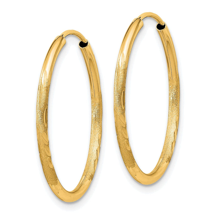Lovely Rita's Earrings 14k Yellow Gold Satin D.C Endless Hoops 1.5mm x 22mm
