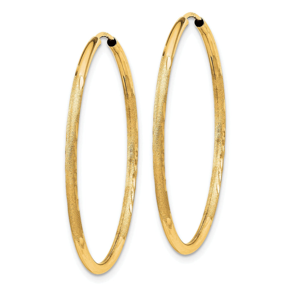Lovely Rita's Earrings 14k Yellow Gold Satin D.C Endless Hoops 1.5mm x 30mm