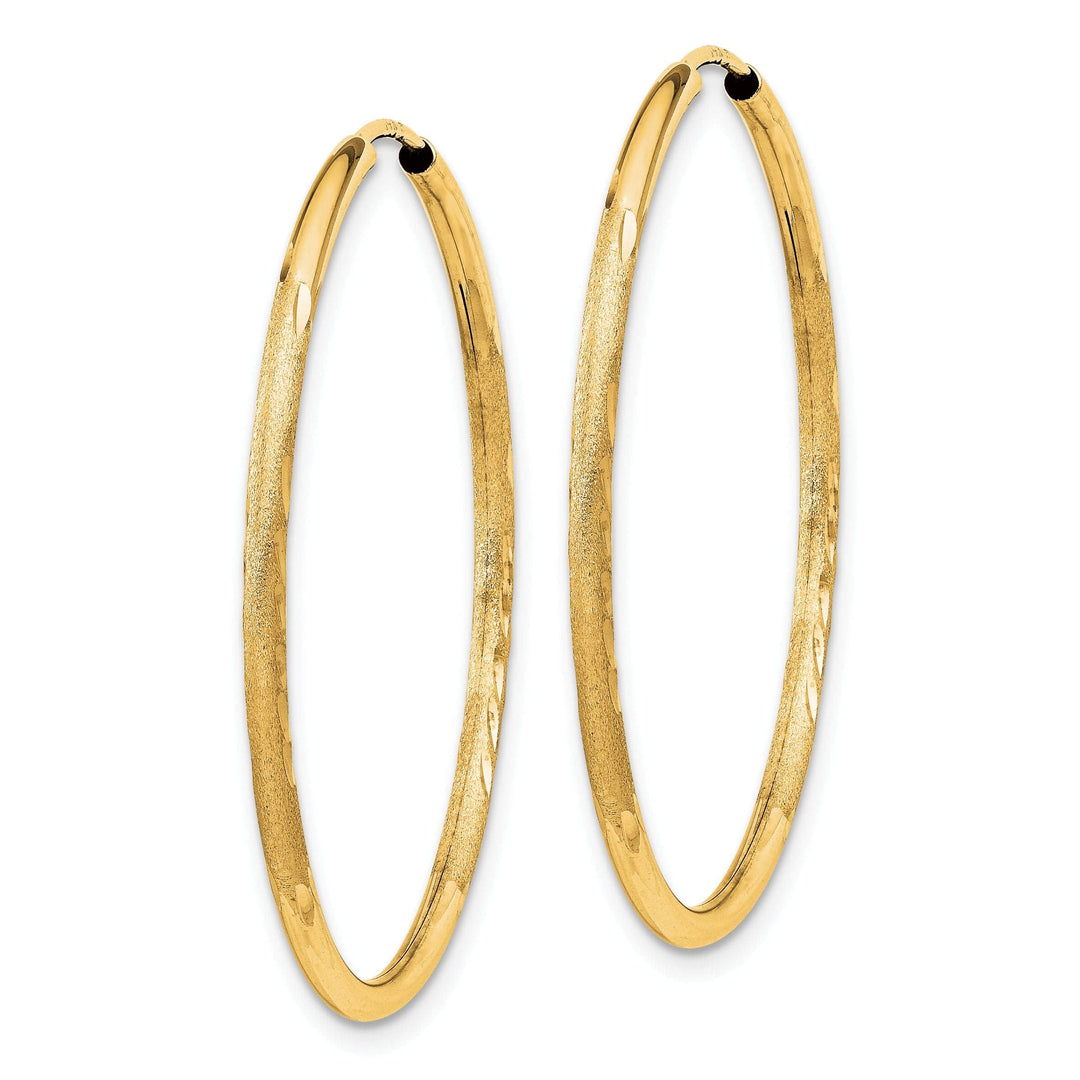 Lovely Rita's Earrings 14k Yellow Gold Satin D.C Endless Hoops 1.5mm x 30mm