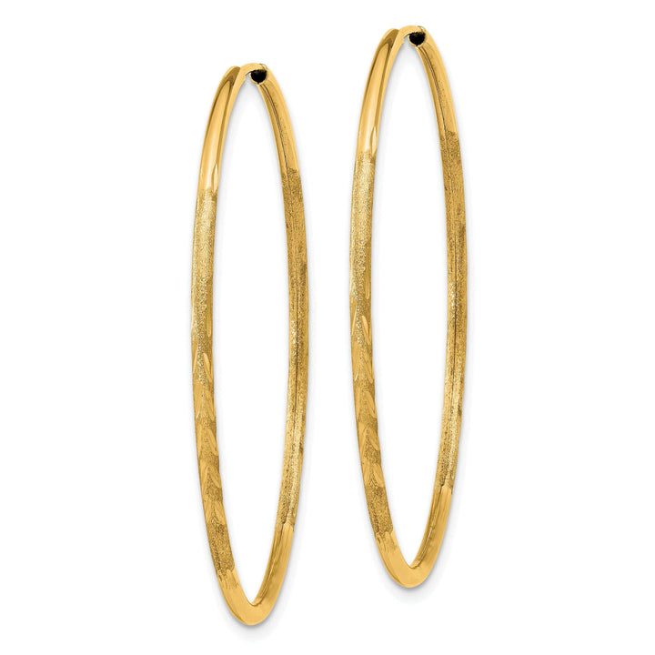Lovely Rita's Earrings 14k Yellow Gold Satin D.C Endless Hoops 1.5mm x 39mm