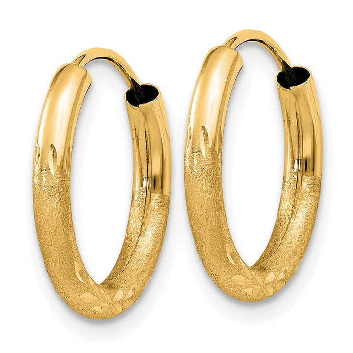 Lovely Rita's Earrings 14k Yellow Gold Satin D.C Endless Hoops 2mm x 15mm