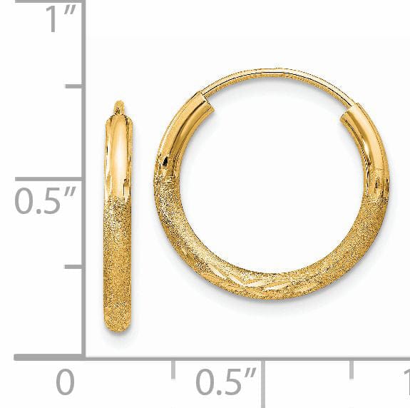Lovely Rita's Earrings 14k Yellow Gold Satin D.C Endless Hoops 2mm x 18mm