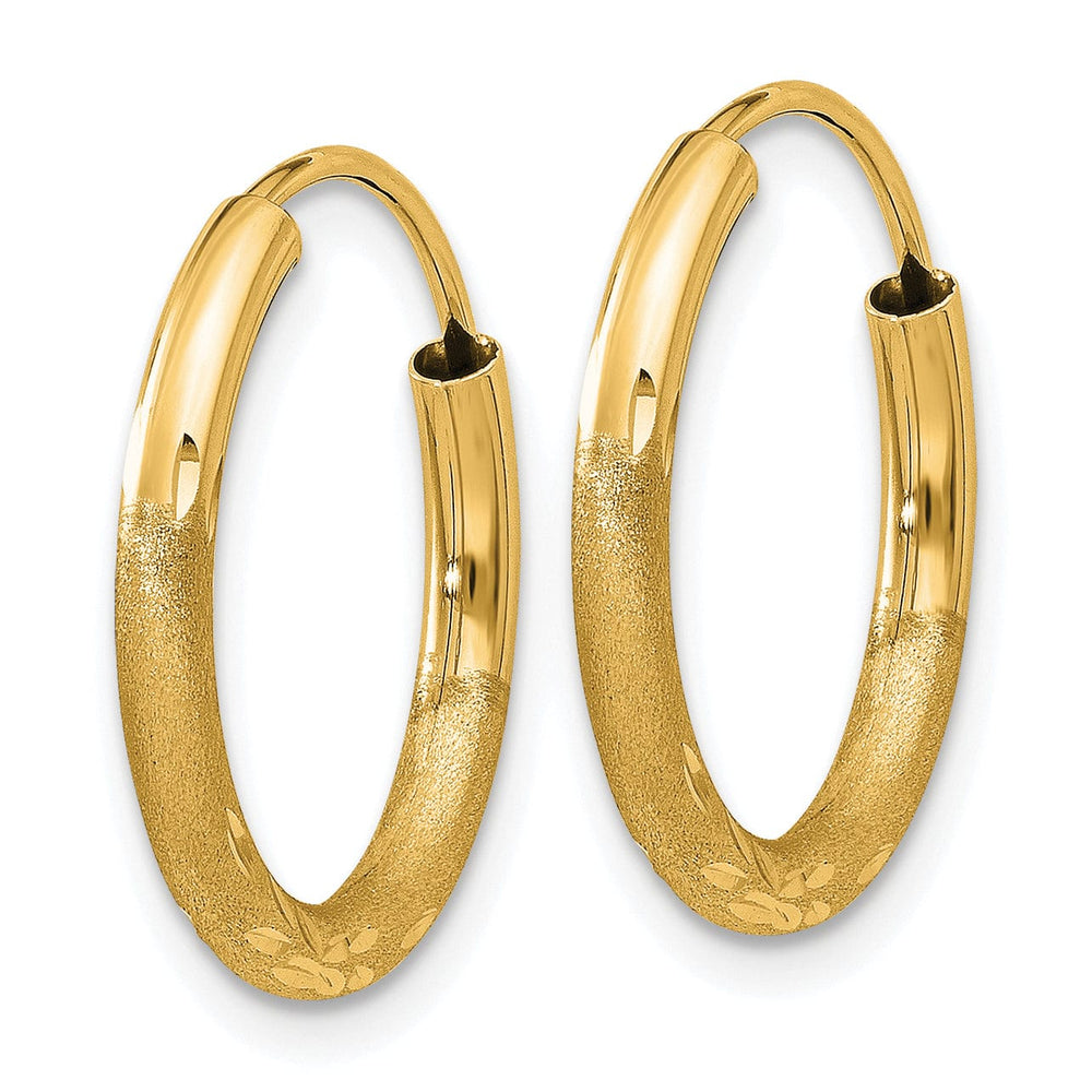 Lovely Rita's Earrings 14k Yellow Gold Satin D.C Endless Hoops 2mm x 18mm