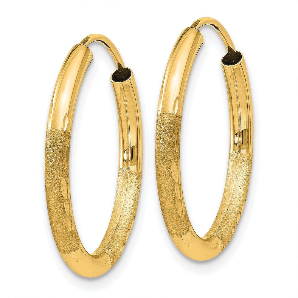 Lovely Rita's Earrings 14k Yellow Gold Satin D.C Endless Hoops 2mm x 20mm