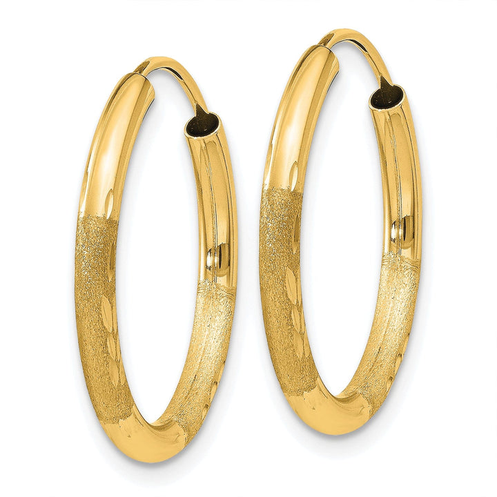 Lovely Rita's Earrings 14k Yellow Gold Satin D.C Endless Hoops 2mm x 20mm