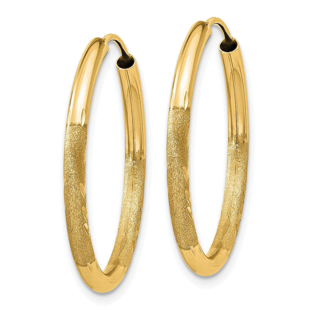 Lovely Rita's Earrings 14k Yellow Gold Satin D.C Endless Hoops 2mm x 21mm