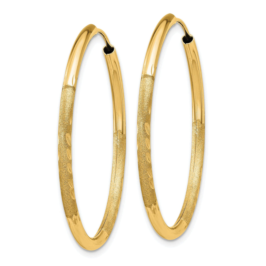 Lovely Rita's Earrings 14k Yellow Gold Satin D.C Endless Hoops 2mm x 30mm
