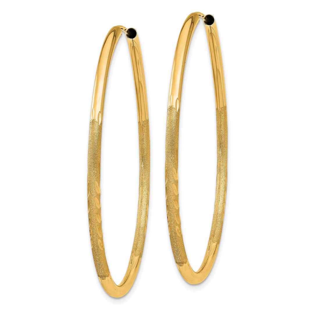 Lovely Rita's Earrings 14k Yellow Gold Satin D.C Endless Hoops 2mm x 40mm