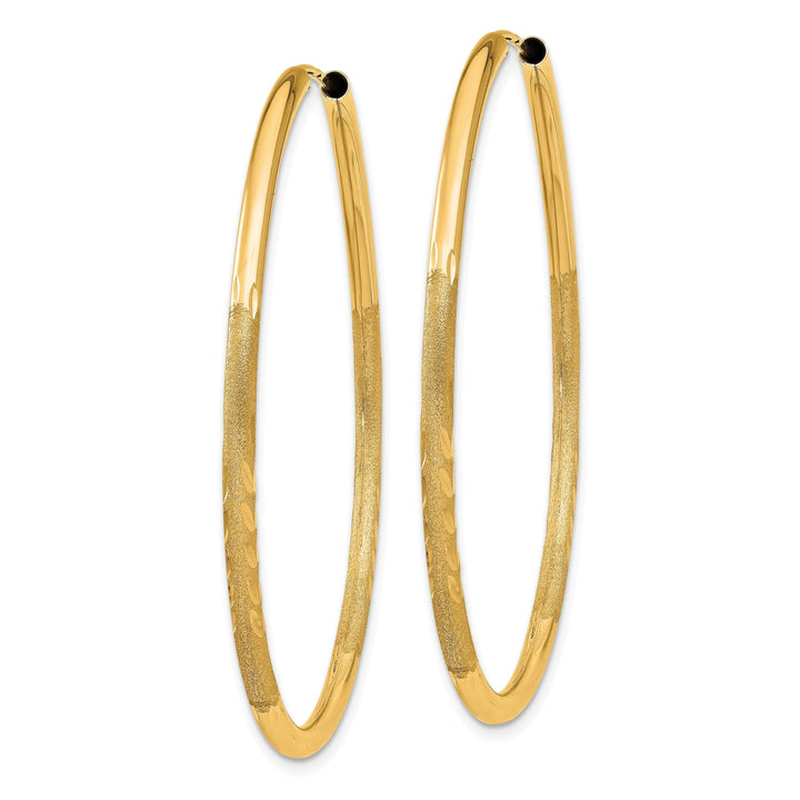 Lovely Rita's Earrings 14k Yellow Gold Satin D.C Endless Hoops 2mm x 40mm