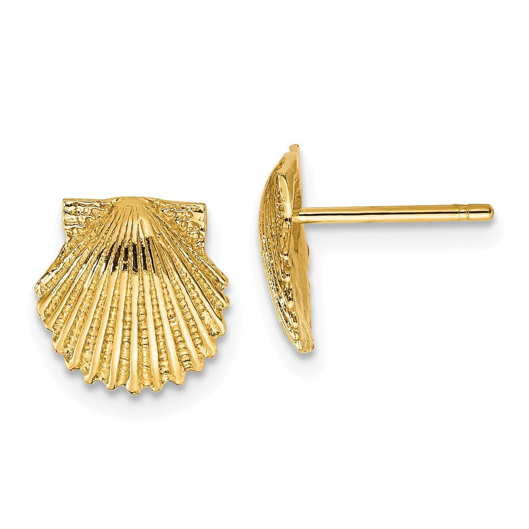 Lovely Rita's Earrings 14k Yellow Gold Scallop Shell Post Earrings
