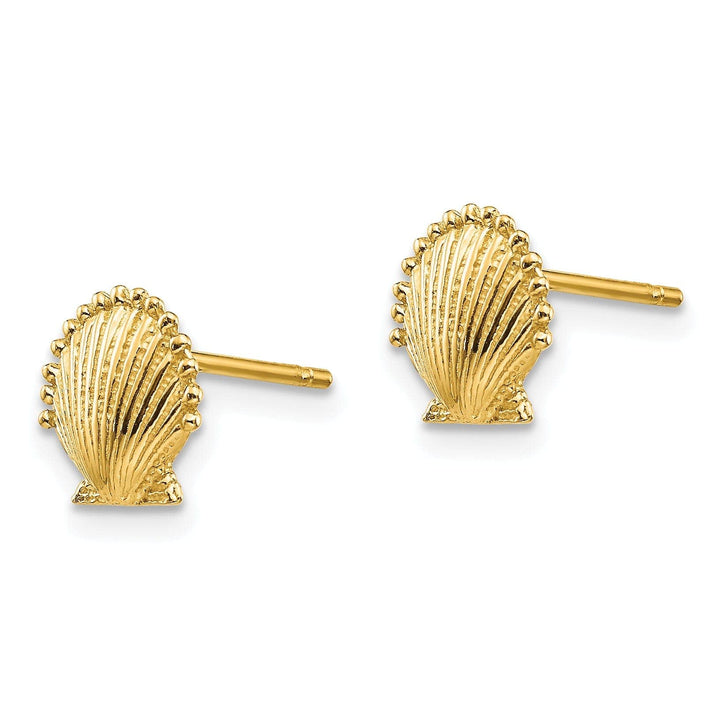 Lovely Rita's Earrings 14k Yellow Gold Scallop Shell Post Earrings