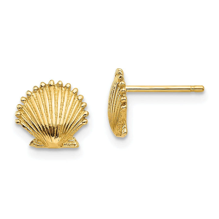 Lovely Rita's Earrings 14k Yellow Gold Scallop Shell Post Earrings
