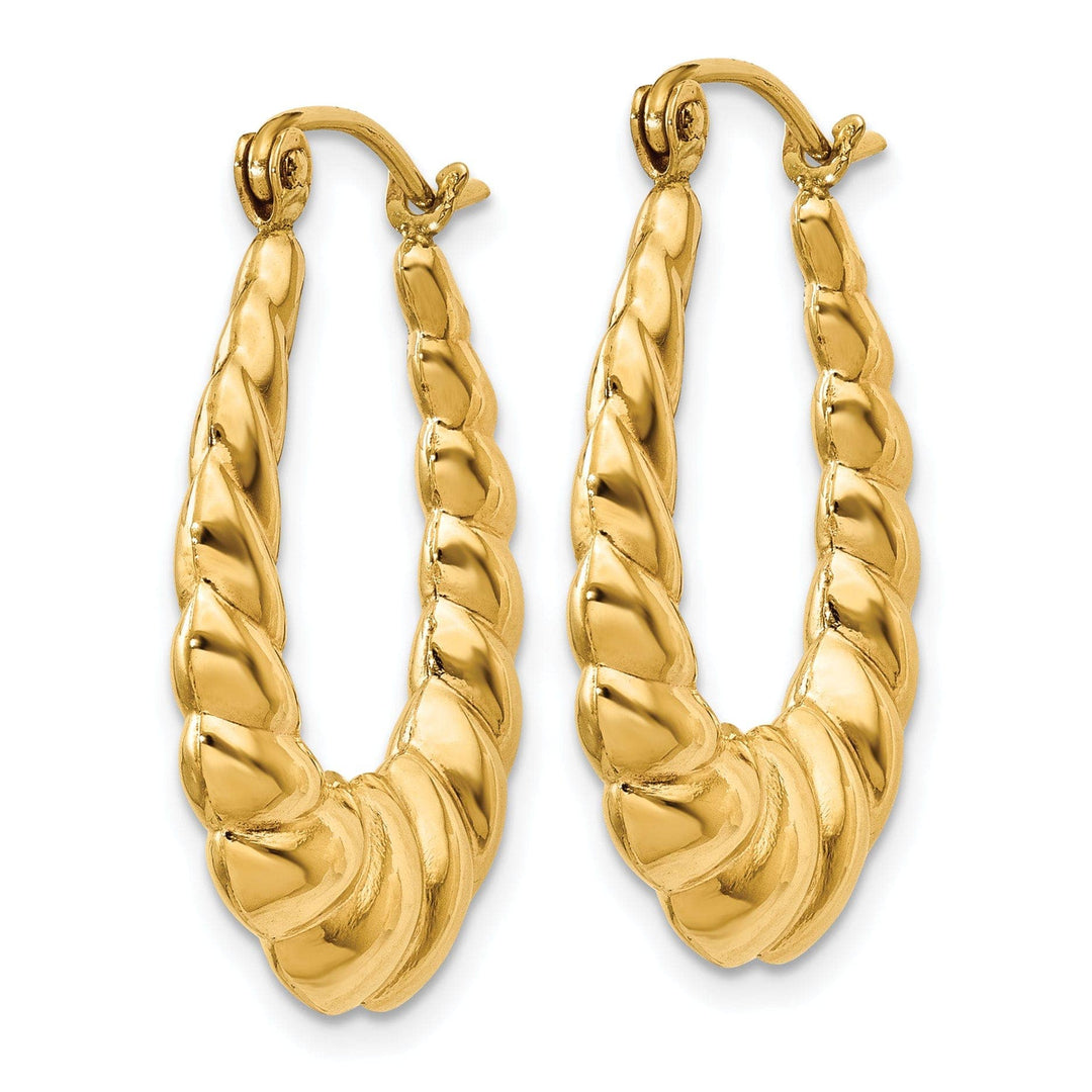 Lovely Rita's Earrings 14k Yellow Gold Scalloped Twisted Hoop Earrings
