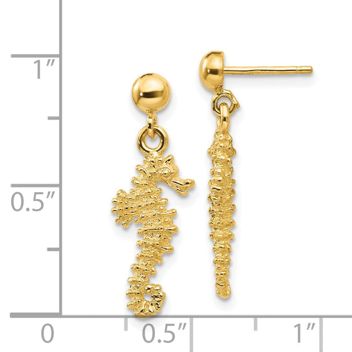 Lovely Rita's Earrings 14k Yellow Gold Sea Horse Dangle Earrings