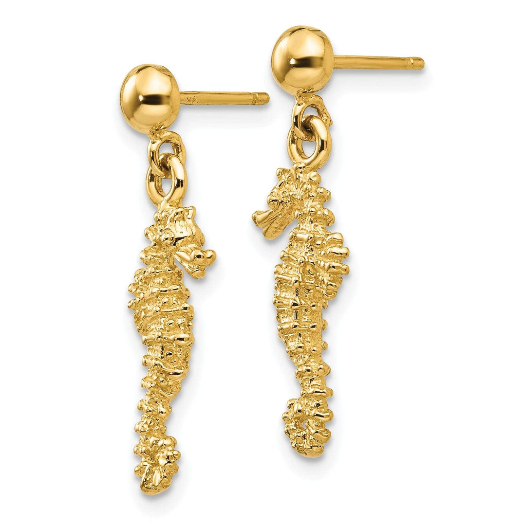 Lovely Rita's Earrings 14k Yellow Gold Sea Horse Dangle Earrings