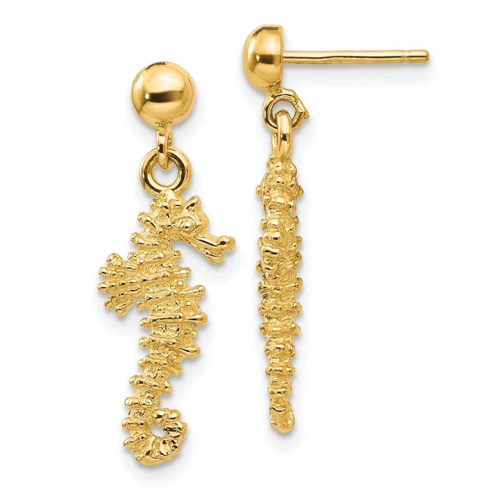 Lovely Rita's Earrings 14k Yellow Gold Sea Horse Dangle Earrings
