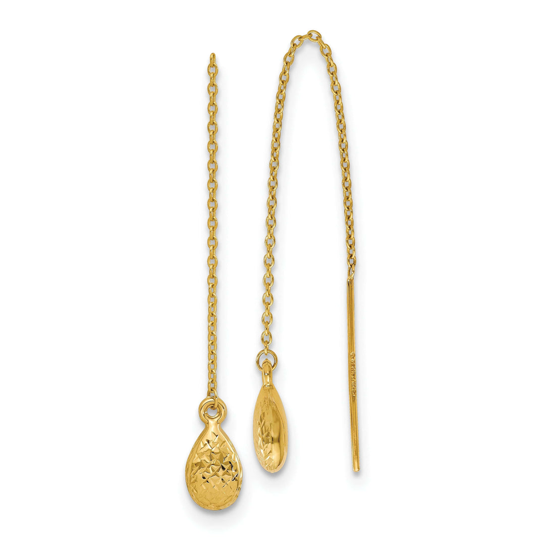 Lovely Rita's Earrings 14k Yellow Gold Tear Drop Threader Earrings