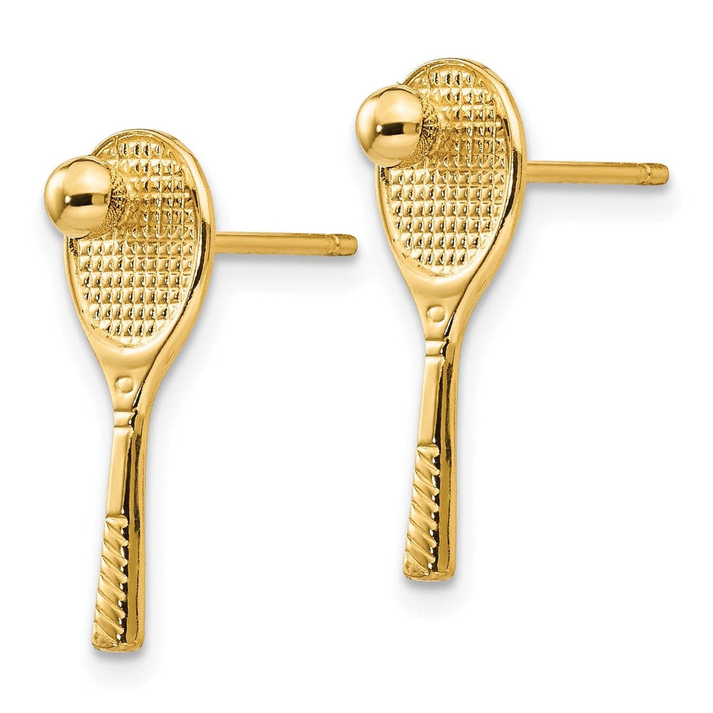 Lovely Rita's Earrings 14k Yellow Gold Tennis Racquet Ball Post Earring