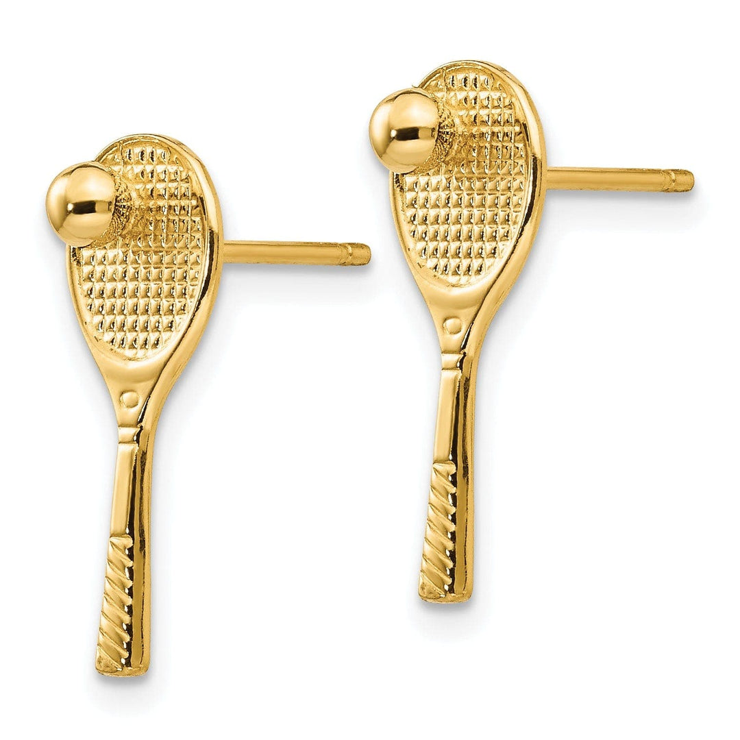 Lovely Rita's Earrings 14k Yellow Gold Tennis Racquet Ball Post Earring