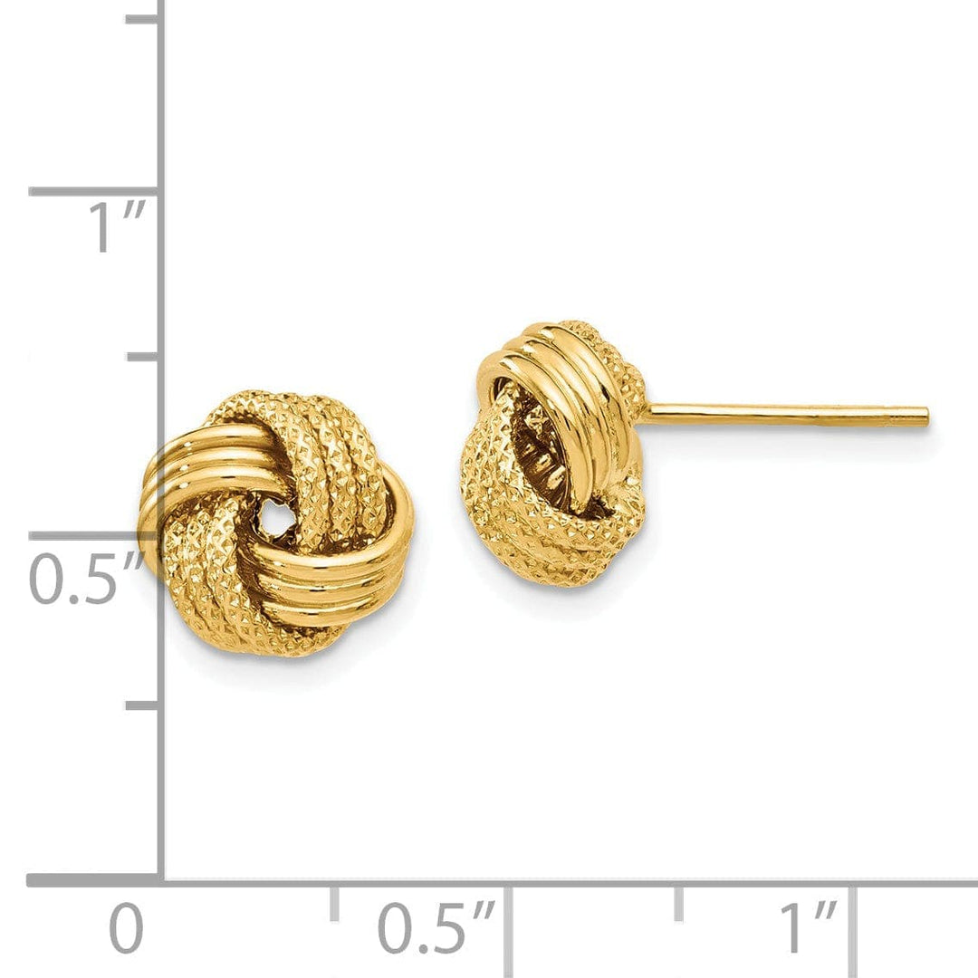 Lovely Rita's Earrings 14k Yellow Gold Texture Love Knot Earrings