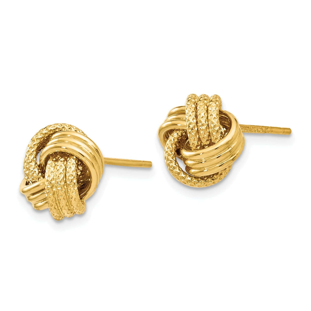 Lovely Rita's Earrings 14k Yellow Gold Texture Love Knot Earrings