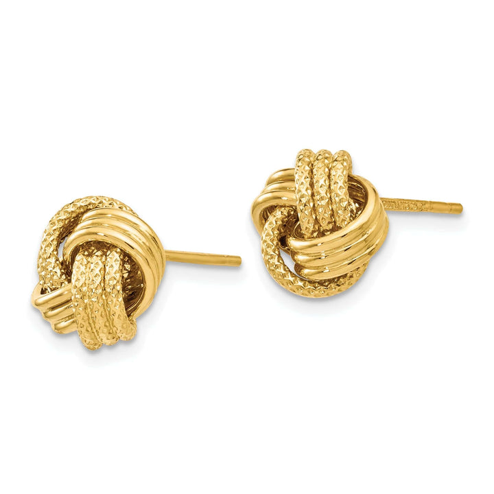 Lovely Rita's Earrings 14k Yellow Gold Texture Love Knot Earrings