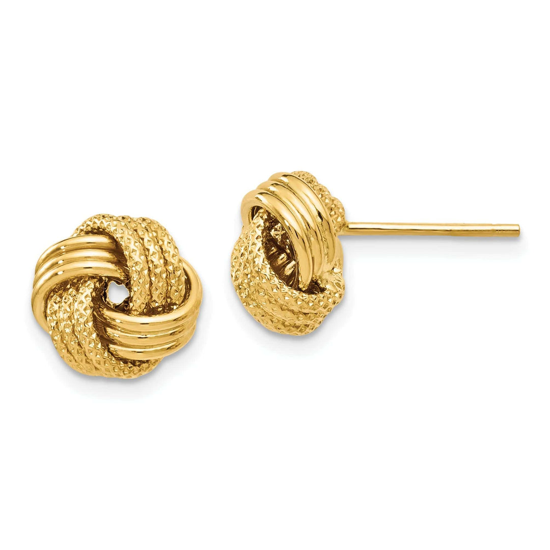 Lovely Rita's Earrings 14k Yellow Gold Texture Love Knot Earrings