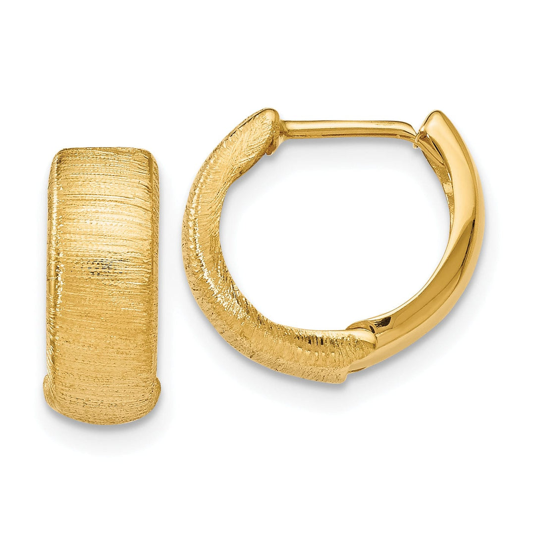 Lovely Rita's Earrings 14k Yellow Gold Textured Hinged Hoop Earrings