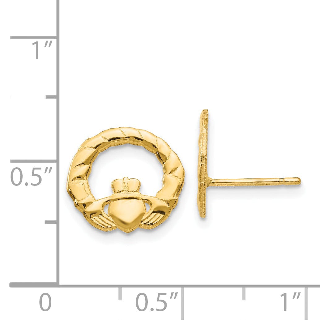 Lovely Rita's Earrings 14k Yellow Gold Twist Claddagh Post Earrings
